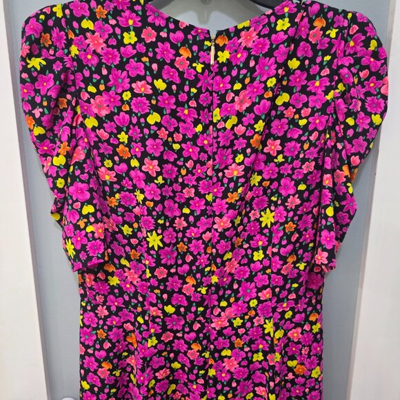 Kate Spade Bright Floral Puff Sleeve Dress Size 6 Multicolor A-Line - Picture 10 of 11